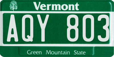 VT license plate AQY803
