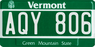 VT license plate AQY806