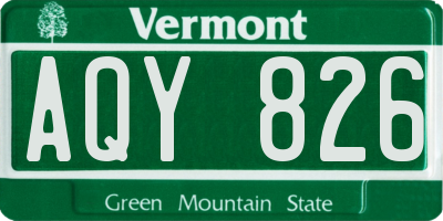 VT license plate AQY826