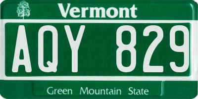 VT license plate AQY829