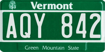 VT license plate AQY842