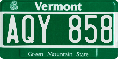 VT license plate AQY858