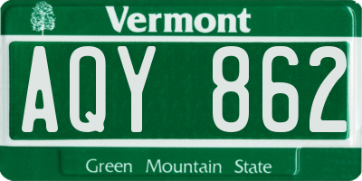 VT license plate AQY862
