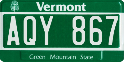 VT license plate AQY867