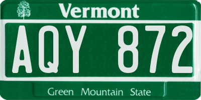 VT license plate AQY872