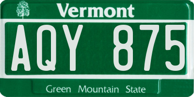 VT license plate AQY875