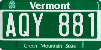 VT license plate AQY881