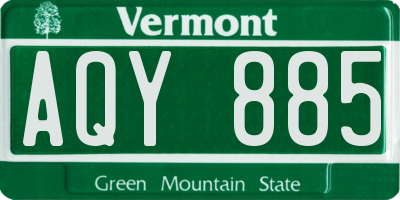 VT license plate AQY885