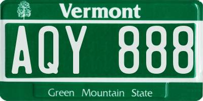 VT license plate AQY888