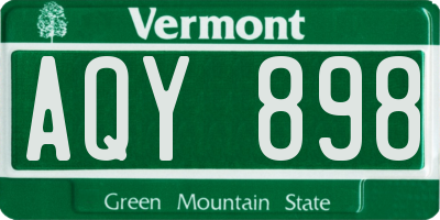 VT license plate AQY898