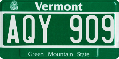 VT license plate AQY909