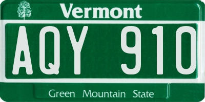 VT license plate AQY910