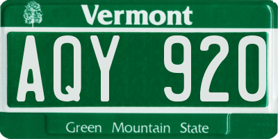 VT license plate AQY920