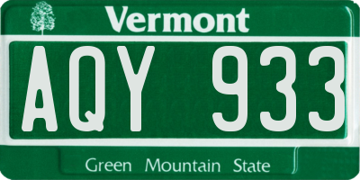 VT license plate AQY933
