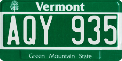 VT license plate AQY935