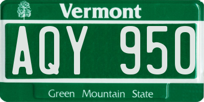 VT license plate AQY950