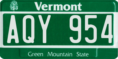 VT license plate AQY954