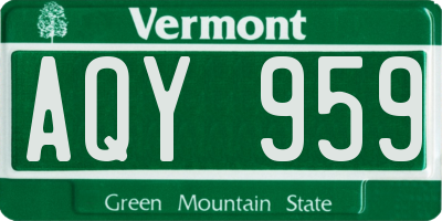 VT license plate AQY959