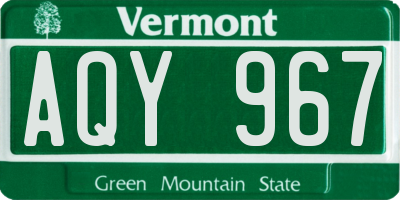 VT license plate AQY967