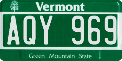 VT license plate AQY969