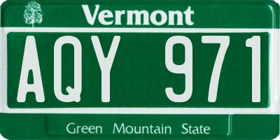 VT license plate AQY971