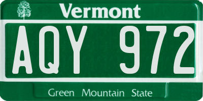 VT license plate AQY972