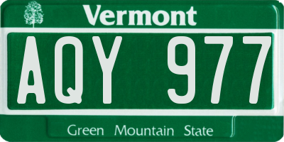 VT license plate AQY977