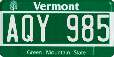 VT license plate AQY985
