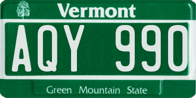 VT license plate AQY990