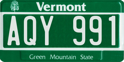 VT license plate AQY991