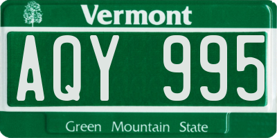VT license plate AQY995