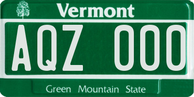 VT license plate AQZ000