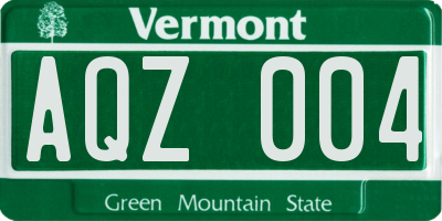 VT license plate AQZ004