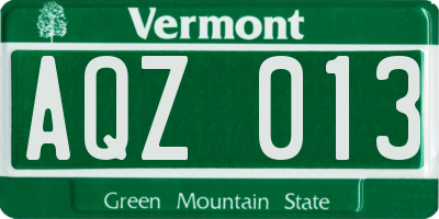 VT license plate AQZ013