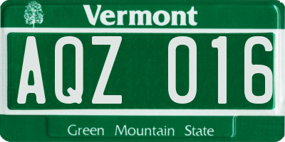 VT license plate AQZ016