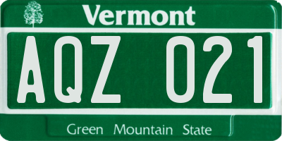 VT license plate AQZ021
