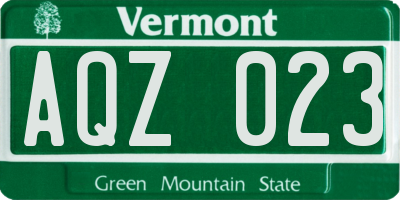 VT license plate AQZ023
