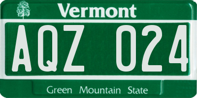 VT license plate AQZ024