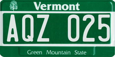VT license plate AQZ025