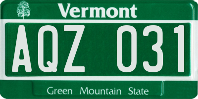 VT license plate AQZ031