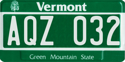 VT license plate AQZ032