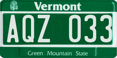 VT license plate AQZ033
