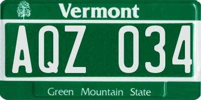 VT license plate AQZ034