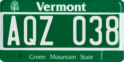VT license plate AQZ038