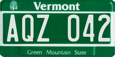VT license plate AQZ042