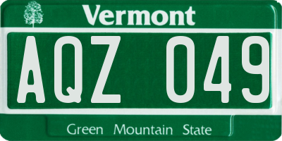 VT license plate AQZ049