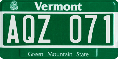 VT license plate AQZ071