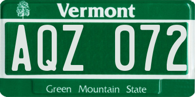 VT license plate AQZ072