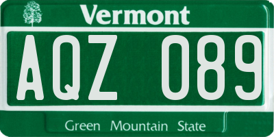 VT license plate AQZ089