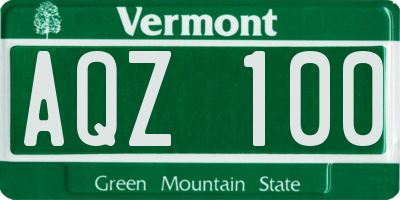 VT license plate AQZ100